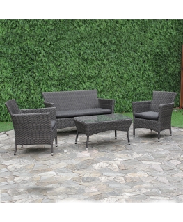 Garden furniture set WATERS table, sofa and 2 chairs, grey
