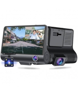 RoGer 3in1 Car video recorder with integrated front / rear / inside camera / Full HD / 170 degree view