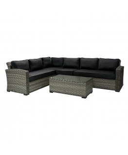 Garden furniture set GENEVA table and corner sofa, grey