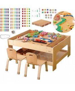 MASTERKIDZ wooden educational table + ACCESSORIES mast wall + 563 blocks