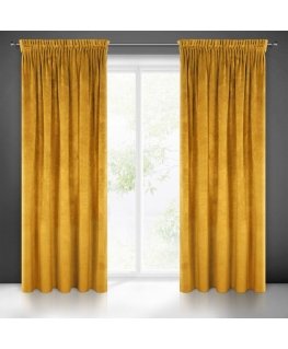 Naktinė užuolaida iš minkšto aksomo Eurofirany DIVA LINE RIA 140X270 cm, juosta/ tunelis/ kabliukai, 300g/m2, spalva: garstyčių