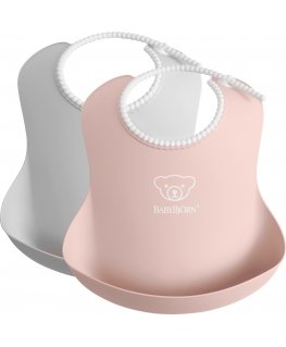 BabyBjörn Baby Bib bib, 2 pcs, Grey/Powder Pink