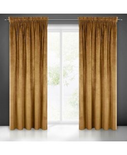 Naktinė užuolaida iš minkšto aksomo Eurofirany DIVA LINE RIA 140X270 cm, juosta/ tunelis/ kabliukai, 300g/m2, spalva: auksinė