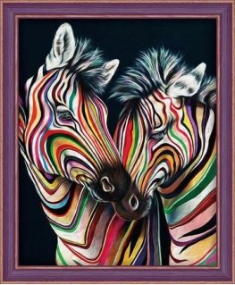 Beldizart Diamond painting set Colored zebras 40х50 cm AZ-1556