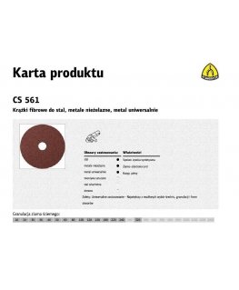 KLINGSPOR FIBER DISC 180mm th. 16 CS561 / 25 pcs.