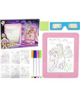 Leantoys Lean Cars Magic Illuminated 3D Whiteboard Glasses Pink