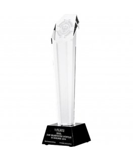Tryumf Engraved glass trophy with case