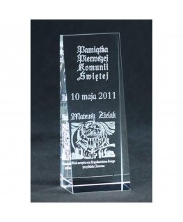 Tryumf Engraved glass trophy with case