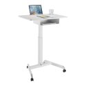 Maclean portable computer desk, adjustable height, with drawer, white for standing and sitting work, maximum height 113 cm - 8kg