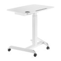 Maclean portable computer desk, adjustable height, with drawer, white for standing and sitting work, maximum height 113 cm - 8kg