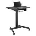 Desk Maclean laptop table, adjustable height, with drawer, black for standing and sitting work, maximum height 113 cm - 8kg max,