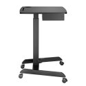 Desk Maclean laptop table, adjustable height, with drawer, black for standing and sitting work, maximum height 113 cm - 8kg max,