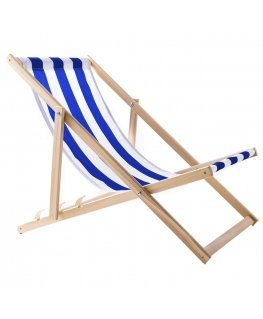 Woodok Wooden beach lounger with blue stripes