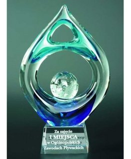 Tryumf Engraved glass trophy with case