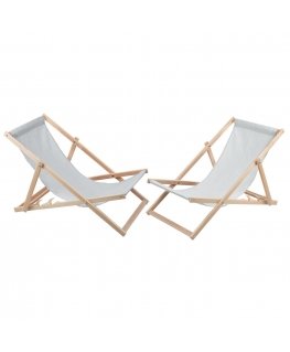 A set of two deck chairs in light gray Woodok for self-assembly