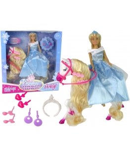 Lean Cars Kit Doll Horse Accessories Crown Blue Dress