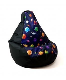 Sako bag pouffe pear print black-planets L 105 x 80 cm