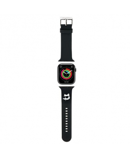 Karl Lagerfeld Strap KLAWMSLCNK Apple Watch 38|40|41mm black|black strap 3D Rubber Choupette Heads