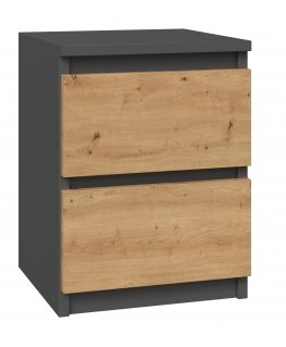 Topeshop M2 ANTRACYT/ARTISAN nightstand/bedside table 2 drawer(s) Anthracite, Oak, Wood