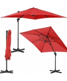 Uniprodo Side garden umbrella with square handle, 250 x 250 cm, red
