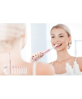 Sonic toothbrush with tips set, holder and case D2 (pink)