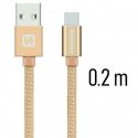 Swissten Textile Universal Quick Charge 3.1 USB-C Data and Charging Cable 20 cm