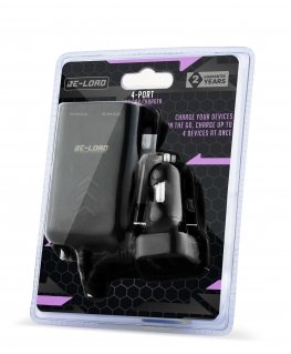 Gembird 4-port Front and Back Seat Car Charger