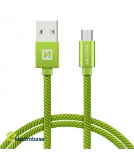 Swissten Textile Quick Charge Universal Micro USB Data and Charging Cable 0.2m