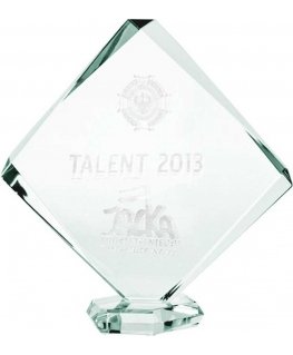 Tryumf 3D engraved glass trophy with case