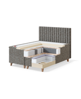 Sleepwell BLACK CONTINENTAL КОНТИНЕНТАЛЬНАЯ КРОВАТЬ (с 8 ножками) / 160x55x200 / hard / MANGO Light Grey (18711)