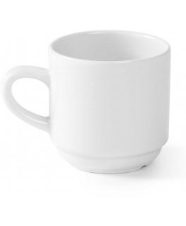OPTIMA viešbučio kavos ir arbatos puodelis, balto porceliano, 230 ml, rinkinyje 12 vnt. - Hendi 770962