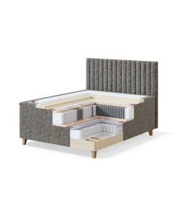 Sleepwell BLACK CONTINENTAL CONTINENTAL BED (with 4 legs) / 180x55x200 / soft / MANGO Dark Grey (18746)