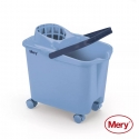 Bucket 14L with push-on wheels blue