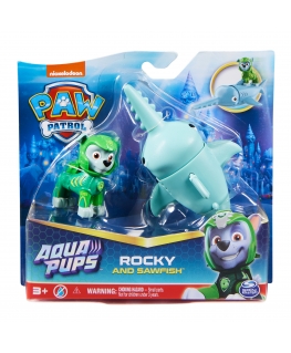 PAW Patrol , Aqua Pups Rocky and Sawfish Action Figures Set, Kids Toys for Ages 3 and up
